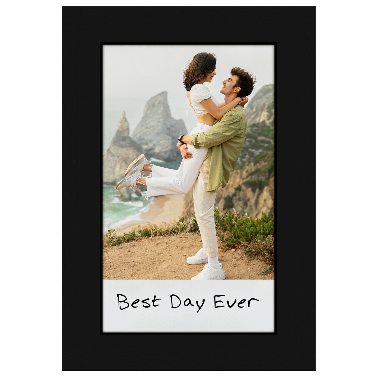 Americanflat 2.1x3.4 Mini Instant Photo Frame - Instax Mini Photo Frame - Polaroid Photo Frame - Shatter Resistant Glass - Hanging Hardware with Easel - Black